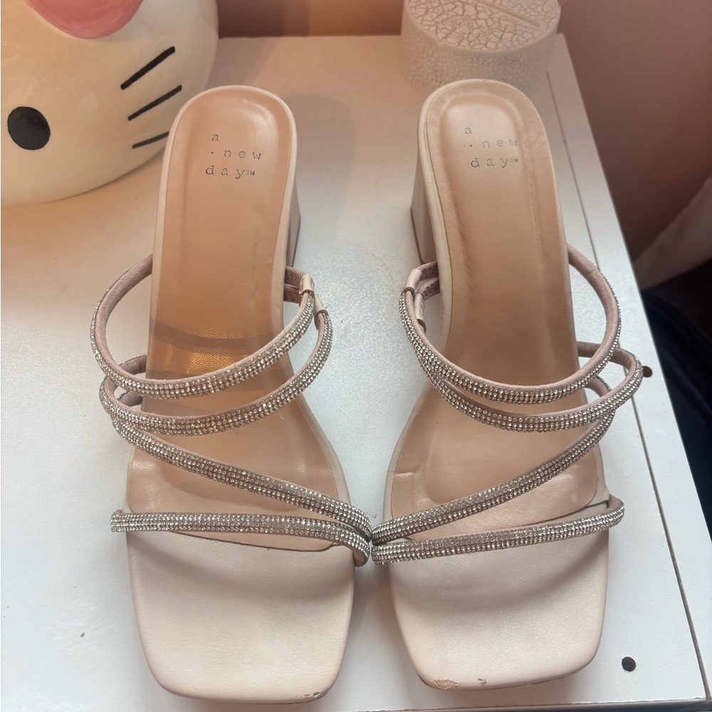 A New Day Women's Beige Strappy Heels